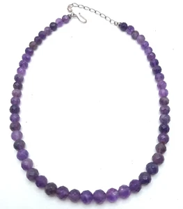 Jay King DTR Sterling Silver Faceted Amethyst Beads 17 In Necklace with Extender - Picture 1 of 12