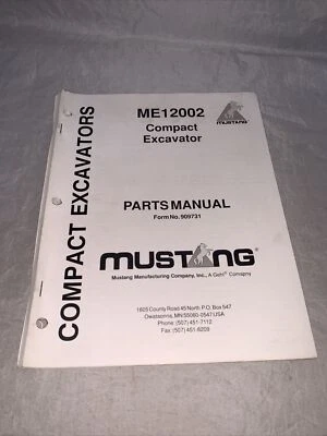 Mustang ME12002 Compact Excavator Parts Manual. Pre Owned, Free Shipping!! - Image 1 of 4