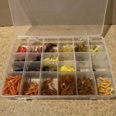 Gummifisch Twister Doppelschwanztwister Ca 200 Stück Verschiedene Längen Farben - Bild 1 von 4