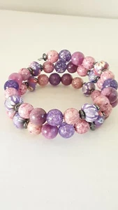 Handmade Beaded Healing Bracelet Quartzite and Floral Beads - Picture 1 of 5