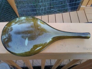 Antique Rare Olive Amber Glass Belgian Early Flat Spa Water Bottle Circa 1720 - Picture 1 of 23