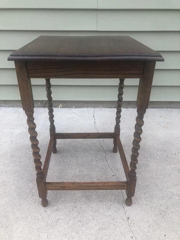 Antique English Oak Barley Twist Lamp End Table Cover