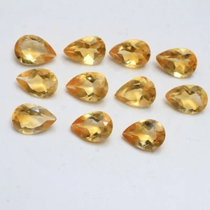 VVS 11 Pcs Natural Citrine 10mm 8mm Pear Cut Dazzling Yellow Loose Gemstones Lot - Picture 1 of 6