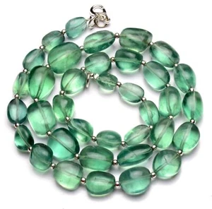 Emerald Green Fluorite Gem Beads 19" Necklace 9 to 14 mm Size Beads - Picture 1 of 7
