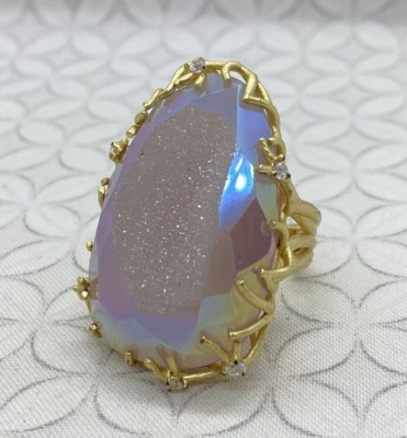 Kendra Scott Luxe Nest Ring Iridescent Window Drusy Gold Tone 6 Branch Tree - Image 1 of 4