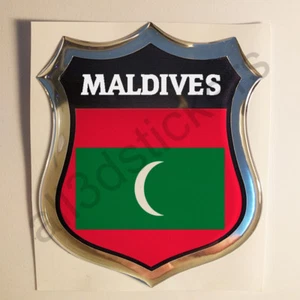 Adesivi Maldive Scudetto Maldive 3D Bandiera Resinato Adesivo Vinile Resinati - Picture 1 of 1