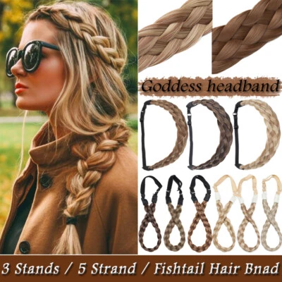 Diadema trenzada gruesa trenzada extensión cabello diadema trenzada natural como humano Foto 1 de 4