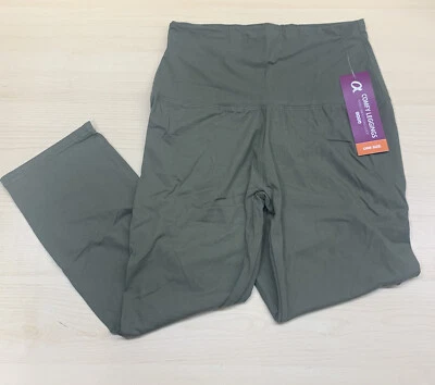 Women's One Size Fits All Olive-Green 5" High Waist Yoga, Running Capri Leggings - Image 1 of 4