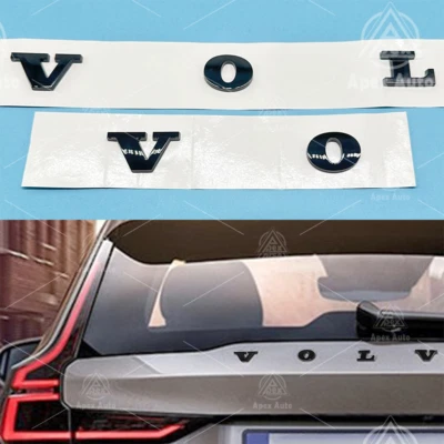 Raised Rear Trunk Lid Badge For Volvo Letter Nameplate Emblem Sport Gloss Black - Image 1 of 4