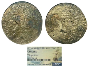 1733-34 Netherland 1 Dukat Silver Rider Vliegenthart SHIPWRECK NGC Graded Cheap - Bild 1 von 9