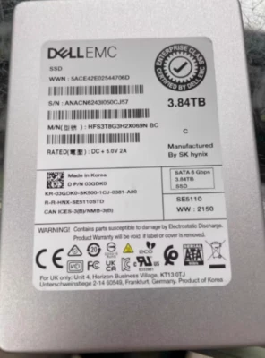 3GDK0 03GDK0 DELL 3.84TB SATA 6Gb/s RI 2.5'' SSD 14/15/16th Gen Caddy - Image 1 of 2