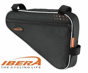 IBERA Triangle Bicycle Top Tube Frame Bag Multiple Compartment Black IB-FB1M - Picture 1 of 6