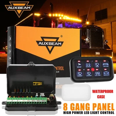 Auxbeam 8 Gang Switch Panel Relay System & Silicone Case for Dodge Ram 1500 2500 Foto 1 de 4