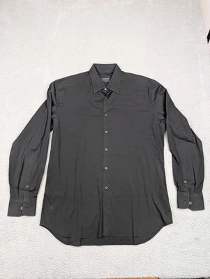 Camisa Prada Para Hombre 16.5 42 Negra Elastizada Botón Delantero Manga Larga Hecha en Italia Foto 1 de 4