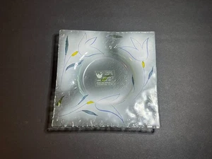 Atelier De Verre L'oiseau De Bois Square Floral Fused Art Glass Trinket Dish 6" - Picture 1 of 7