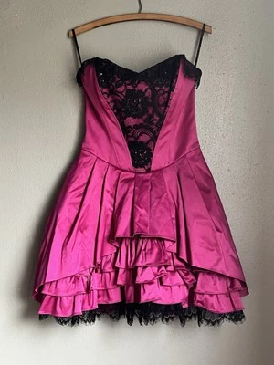 Rare Vintage Betsey Johnson Pink & Black Cocktail Evening Party Dress Y2K Sz 4 - Image 1 of 4