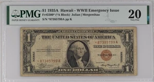 1935 Hawaii $1 Star Note PMG VF20 WWII Emergency Issue Fr2300* - Picture 1 of 2