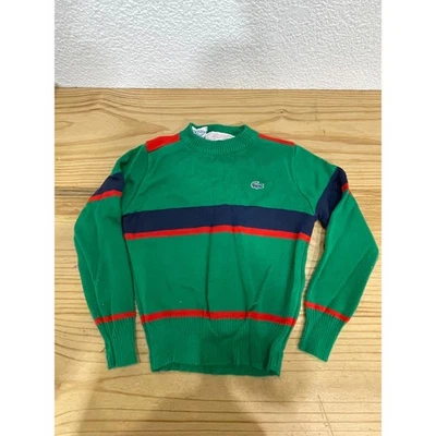 Suéter acrílico verde Lacoste vintage infantil 6 feito em Hong Kong - Imagem 1 de 4