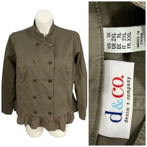 Blazer D&CO Mujer 1X Chaqueta Verde Caqui Oficina Corpcore Carrera Ropa de Trabajo Utilidad - Imagen 1 de 13