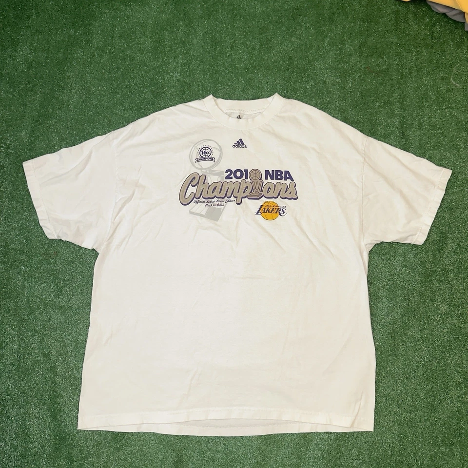 Adidas Lakers 2010 NBA Champions T-Shirt 3XL White Locker Room Edition - Image 1 of 4