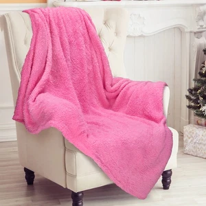 Soft 50"x60" Faux Fur Throw Blanket Reversible Double Furry Bed Sofa Couch - Picture 1 of 8