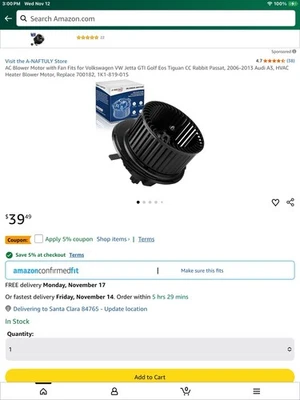 Motor soplador compatible con modelos Audi y Volkswagen Foto 1 de 4