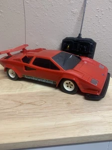 Vintage Lamborghini Red Countach Radio Shack RC Car Works Tested - Picture 1 of 15