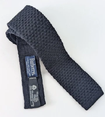 Burberrys Vintage Knit Tie Navy Wool Mohair Alpaca 50in Made In England - Image 1 of 4