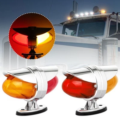 2X Amber/Red LED Double Face Fender Light Watermelon Marker Tail Truck Trailer - Image 1 of 4