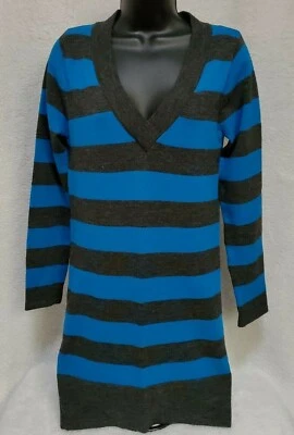 Vestido suéter Derek Heart para mujer talla L grande azul negro a rayas Foto 1 de 4