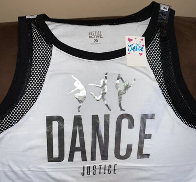 JUSTICE ACTIVE TANK SZ 20 “DANCE” SHIMMERING SUPER CUTE!! - Image 1 of 3