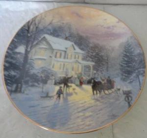 Knowles "Sleighride Home" - Plato Coleccionable - Thomas Kinkade - Imagen 1 de 2