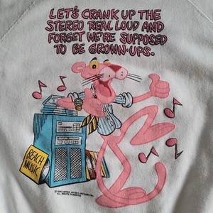 Pink Panther White Crewneck Vintage 1989 Sweatshirt Music Unisex Size Large GIFT - Picture 1 of 12