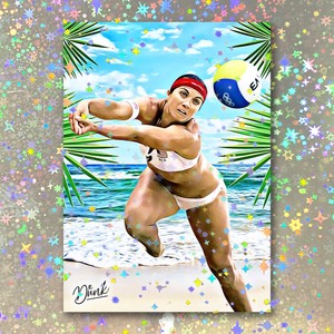 Misty May-Treanor Holographic Beach Set Sketch Card Limited 1/5 Dr. Dunk Signed