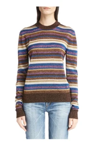 NWT $750 SAINT LAURENT Metallic Stripe Sweater Size Small - Picture 1 of 4
