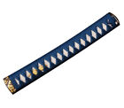 Katana Sword Handle Tsuka With Blue Silk Ito White Rasykin Alloy Fittings