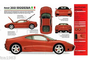 1999 FERRARI 360 MODENA SPEC SHEET/ Brochure / Photo's - Picture 1 of 3