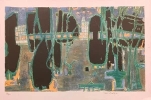 Belle Lithographie Paul Charlot 55 Abstr Art ( Entre Ville Et Parc) - Imagen 1 de 8