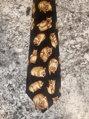 Alberto Perricci Men’s Tie “Playful Pigs” Italian Silk Handmade In USA~58” - Image 1 of 4