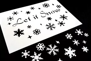 #S SNOWFLAKES Text LET IT SNOW Xmas Stencil Set Winter Card Making Scrapbook - Picture 1 of 2