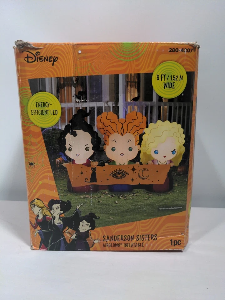 Disney Hocus Pocus 5 pies Hermanas Sanderson Halloween patio soplado por aire inflable Foto 1 de 4