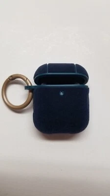 Heyday Earbud hard plastic Case Cover, with Dark Teal Velour Texture.  - Image 1 of 4