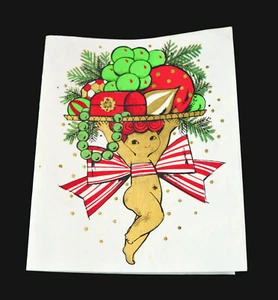 MID CENTURY CHUCK GRUEN SILKSCREEN ADORABLE CHRISTMAS CARD W/ENV.-NOS MINT - Picture 1 of 6