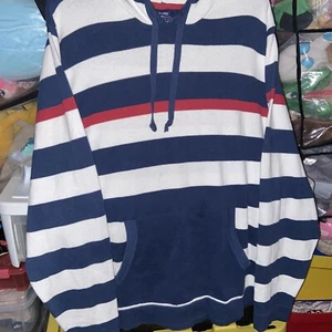 AMERICAN RAG CIE Men's Blue/White/red & Stripes Hoodie Pullover shirt size XL - Picture 1 of 5