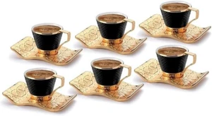 18 Pcs Stunning Espresso Turkish Coffee Cups & Holders Saucers Set of 6, 2.5O Oz - Picture 1 of 11
