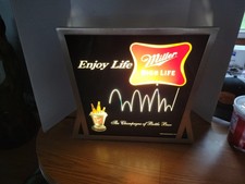 2003 Miller HIGH LIFE Bouncing Ball Motion Light Sign Champagne Of Bottle Beer