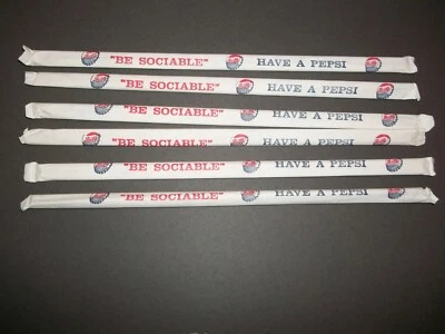 6 Twin Packs 1950's Bottle STRAWS NOS "HAVE A PEPSI-BE SOCIABLE"Imprinted 12Cola - Image 1 of 4
