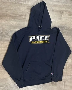 Felpa con cappuccio Champion Eco Fleece Pace University taglia 2XL XXL - Foto 1 di 10