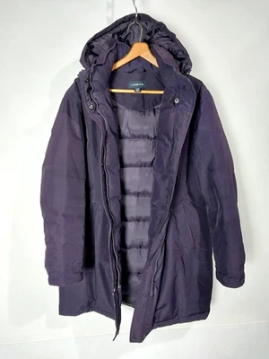 Abrigo de invierno Lands End cálido para mujer púrpura plumón largo con capucha parka grande pequeño Foto 1 de 4