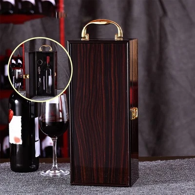 Caja de madera vintage con soporte para botellas de vino para regalo de lujo $ Foto 1 de 4